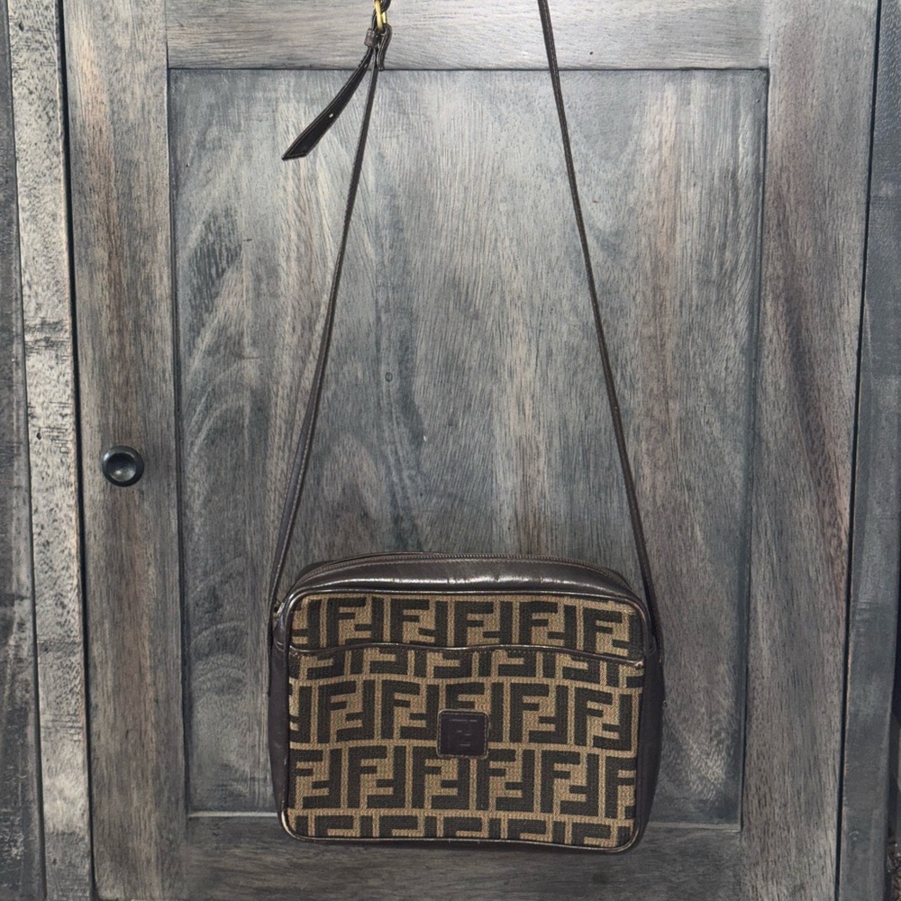 Fendi Brown Zucca Monogram Crossbody Shoulder Bag